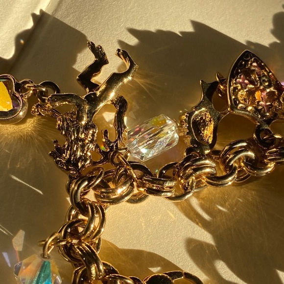 Kirks Folly Aurora Borealis style SWAROVSKI Crystal gold tone bracelet - Picture 13 of 16